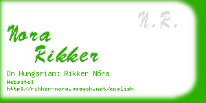 nora rikker business card
